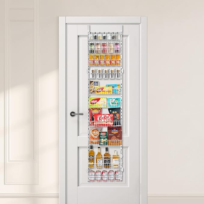 VEVOR Over the Door Pantry Organizer, 10-Tier Pantry Organization and Storage, Heavy-Duty Steel Hanging Spice Rack, Adjustable Wall Seasoning Shelves, for Home Kitchen Laundry Room Bathroom, White - Image 8
