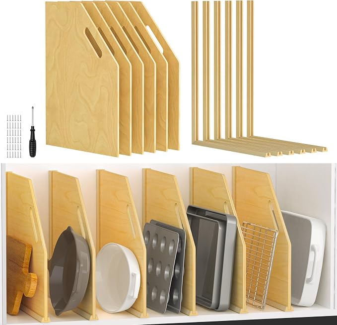 6 Pack Wood Tray Dividers Organizer For Kitchen Cabinet by viespe