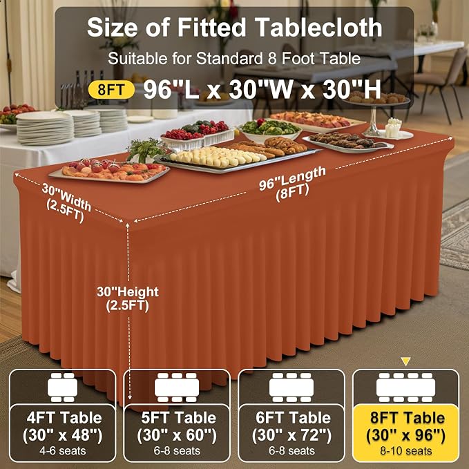Smiry Spandex Elastic Fitted Table Cloth Skirt for 8FT Rectangle Table - Image 5