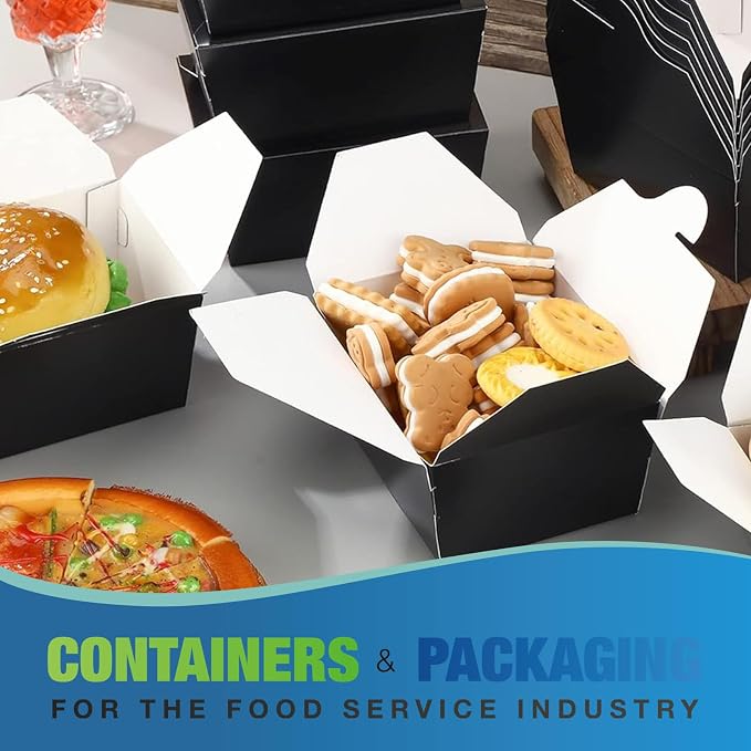 Paper Lunch Food Takeout Boxes, Black, 66oz, 200PCS - Image 3