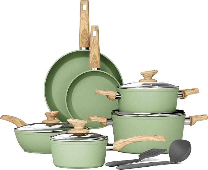 DishDelight 12 Piece Pots and Pans Set, Nonstick Kitchen Cookware Sets by DishDelight