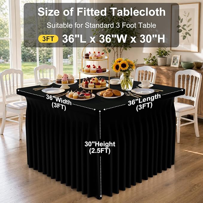 Smiry 2 Pack Spandex Elastic Fitted Table Cloth Skirt for 3FT Table - Image 3