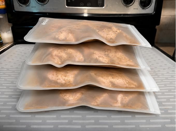 (re)zip Reusable Gallon Freezer Food Storage Bags, Leakproof, 4-Pack, Clear | Food-grade, BPA-free, freezer-safe, airtight. Holds 128 oz for food storage, meal prep, marinates & on-the-go use. - Image 7