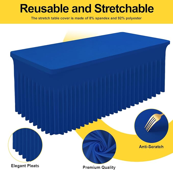 Smiry Spandex Elastic Fitted Table Cloth Skirt for 5FT Rectangle Table - Image 4