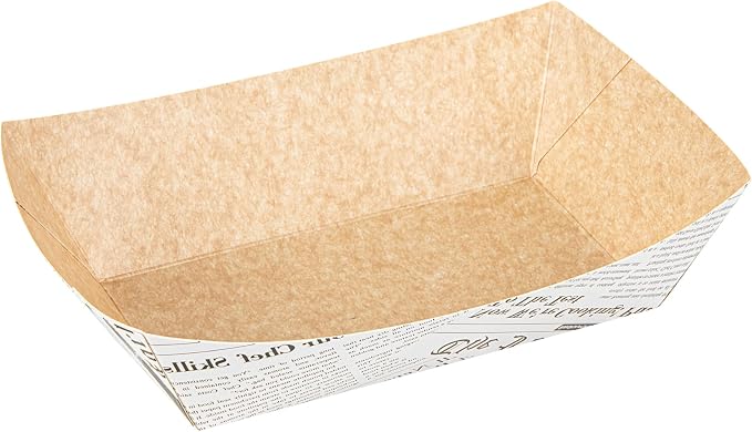 Restaurantware Paper lb Newsprint Food Tray Boat, 50 Pack - Image 2