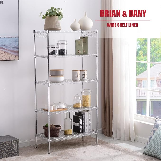 BRIAN & DANY Wire Shelf Liner 14" X 36", Heavy Duty Shelf Liners for Wire Shelving, Waterproof Protector Mats, Set of 5, Quatrefoil Grey - Image 6