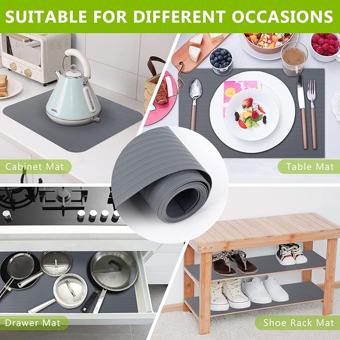 Anze Non Adhesive Shelf Liner for Kitchen Cabinets, Gray, 11.8 x 157.5 in - Image 6