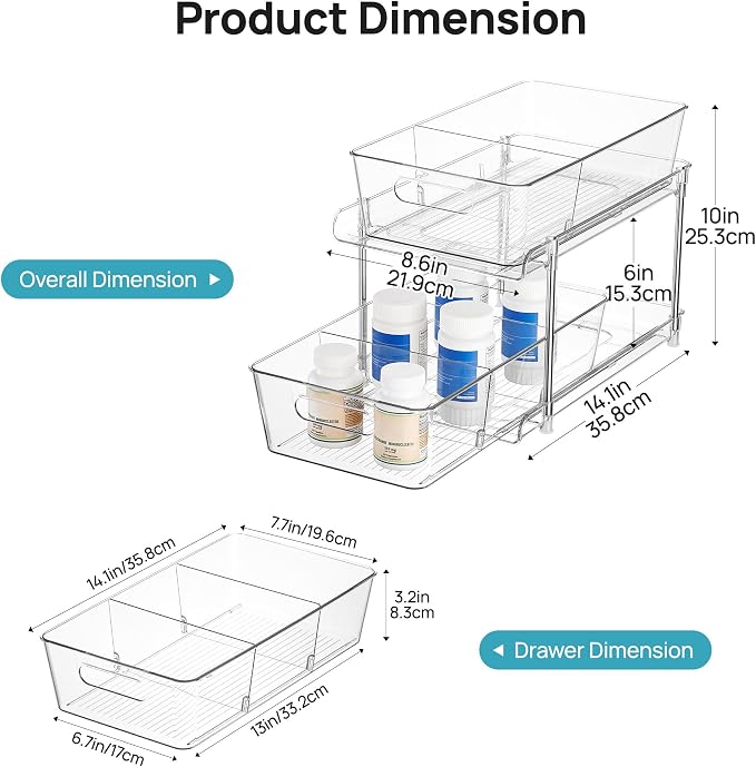 Vtopmart 2 Pack Larger Pull Out Bathroom Under Sink Organizer (M-Standard) - Image 2
