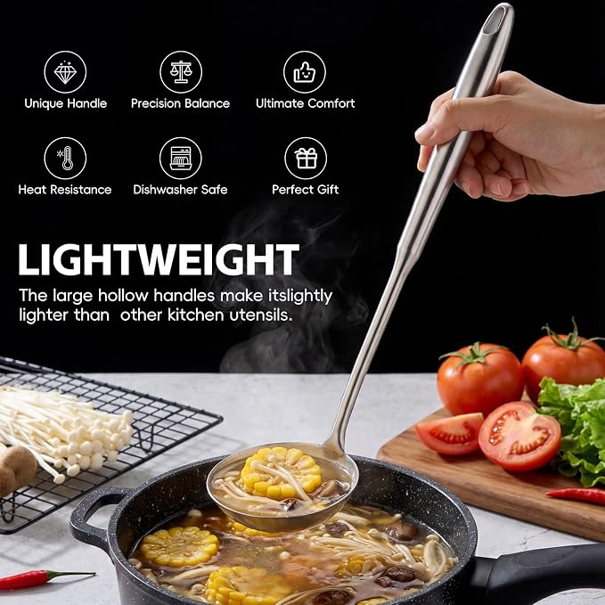 Stainless Steel Cooking Utensils Set,ZIPENY 9 Pieces Kitchen Utensils Set,Kitchen Tools Set With Utensil Holder Anti-slip and corrosion-resistant,Dishwasher Safe,Easy to Clean - Image 5