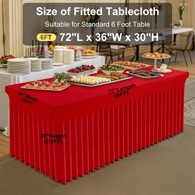 Smiry Spandex Elastic Fitted Table Cloth Skirt for 6FT Rectangle Table - Image 3