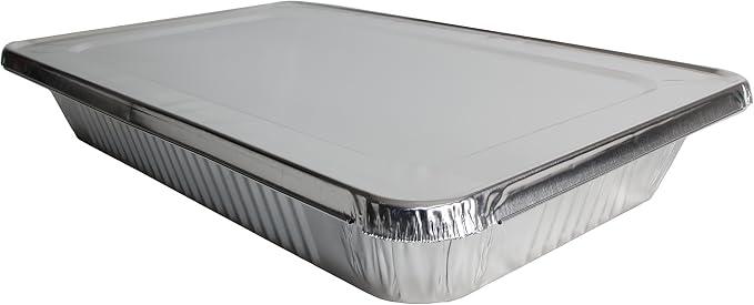 Aluminum Pans With Lids, Large Full Size 21x13x3 Disposable Foil Pans, Heavy Duty Roasting, Baking, Broiling, Catering & Chafing Pans (10, Full-Size w/Lids) - Image 2