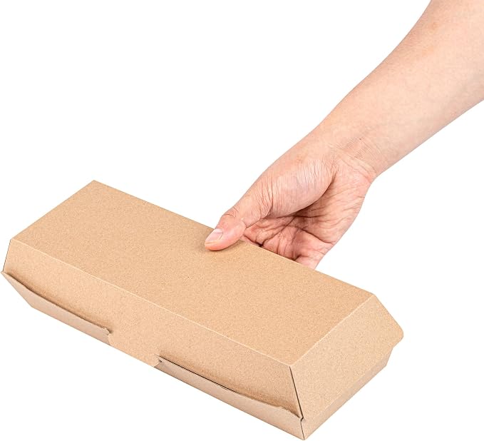 Restaurantware Clamshell Take Out Container 100 Pack of 11.3 x 3.4 x 2.8 Inch Paper Sustainable Take Out Box Grease-Resistant Food Box Kraft Burgers and Sandwiches Container - Image 7