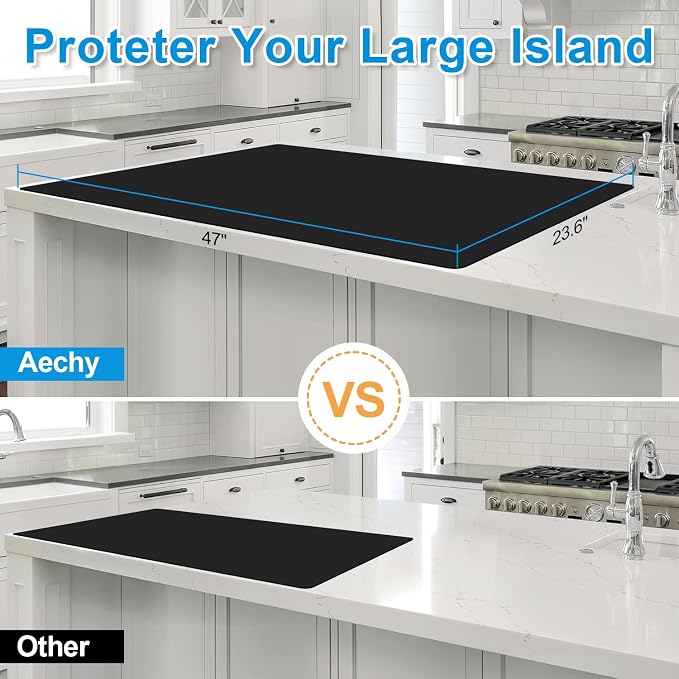 AECHY Silicone Mats for Kitchen Counter 47"x23.6"x0.08”, Largest Heat Resistant Mat Shipped Rolled Up Kitchen Island Silicone Countertop Protector Mat Nonslip Extra Large Counter Mat, Black | Largest Size, Heat Resistant, Nonslip, Extra Large Counterto... - Image 5