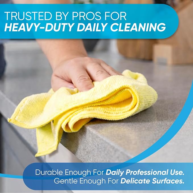 Microfiber Wholesale Bulk 16" x 16" All Purpose Towels Case Quantity (200 Count) | Large | No Fraying | High Density Microfiber | Zero Chemical Cleaner | Long-Lasting (Blue) - Image 3