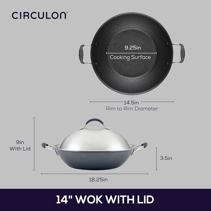 Circulon A1 Series Nonstick Induction Wok with Lid, 14-Inch, Graphite - Image 3