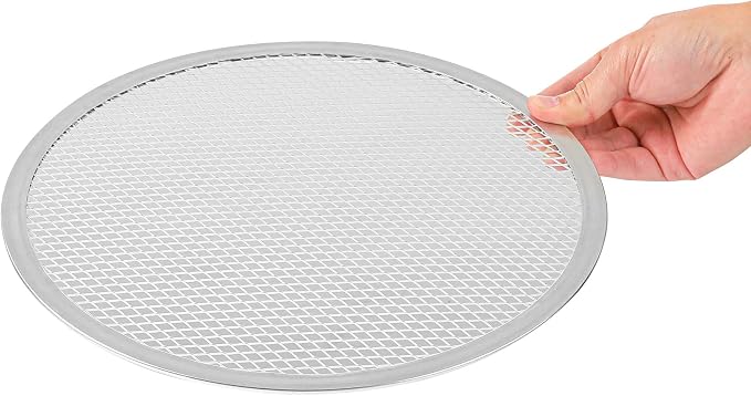 Restaurantware 11 Inch Aluminum Pizza Screen Pack of 12 Mesh Baking Tool For Crispy Crust, Lightweight Stackable Seamless Rim Rust-Resistant Baking Screen, Reusable for Pizzerias, Home Oven Use - Image 8