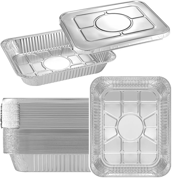 Half Size Medium Steam Table Pans with Foil Lids, 25 Pack by MESTAEK