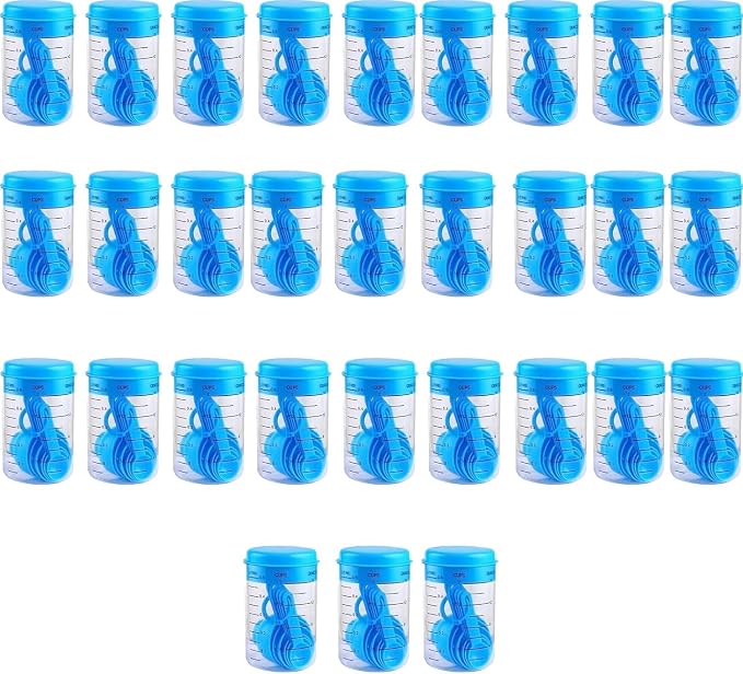7 Piece Kitchen Measuring Tool, Plastic Measuring Cup Measuring Spoon with Scale Scale Set Plastic Measuring Cup Set Kitchen Tool, Nesting Measuring Cups Measuring Cups, for Cooking (30PCS Blue) by Unknown
