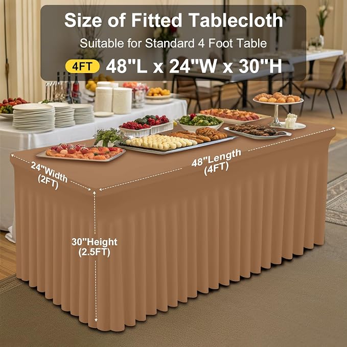 Smiry Spandex Elastic Fitted Table Cloth Skirt for 4FT Rectangle Table - Image 5