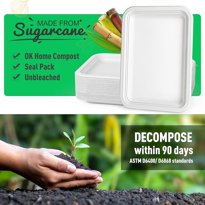 Gezond 100 Pack 14 Inch Disposable Food Trays Crawfish Trays Heavy-Duty | Large Paper Plates Compostable Plate Sugarcane Eco-friendly for Crawfish Seafood Party BBQ Thanksgiving White - Image 3