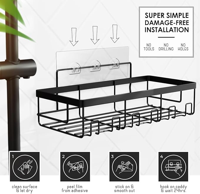 Clara Clark Bathroom Set, Shower Curtain Set and Shower Caddy Hanging - Image 7