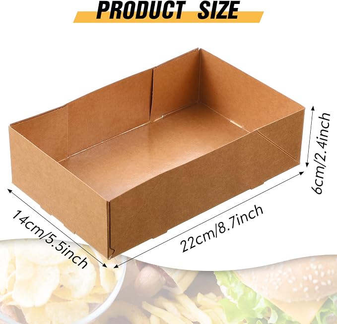 Potchen 400 Pcs Kraft Food Trays 4 Corner Pop up Food Tray Disposable Foldable Cardboard Movie Night Snack Trays Party Container Box for Holding Drink at Stadiums or Theaters (Brown) - Image 2