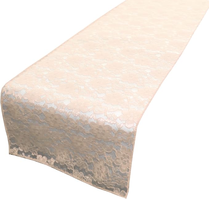 Zen Creative Designs 10 Pack Floral Lace Table Runner Sheer Lace Event Party Wedding Table Decor (12" by 90", Champagne) by ZenCreativeDesigns
