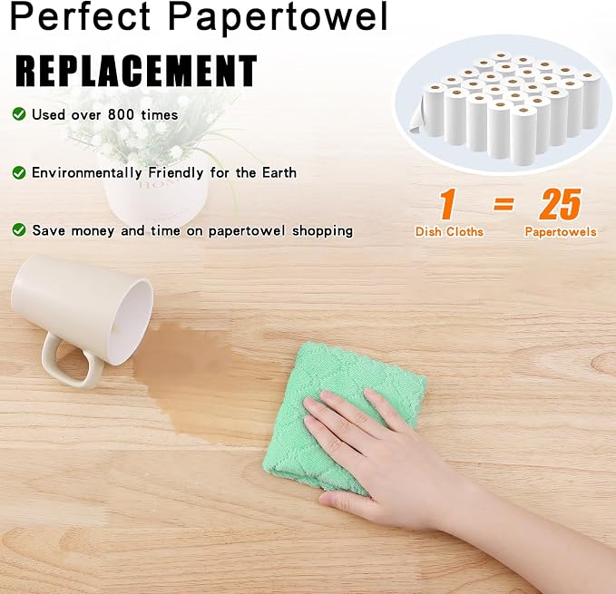 Homaxy 12 Pack Super Soft & Absorbent Dish Cloths, 10" x 10", Green - Image 8