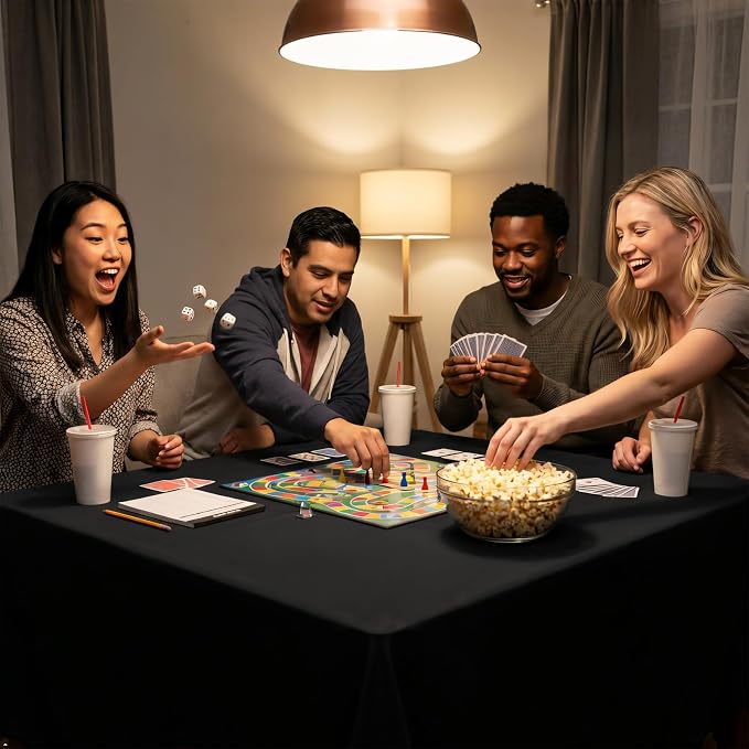 8 Pack Black Tablecloth 70 x 70 Inch Square - Image 4