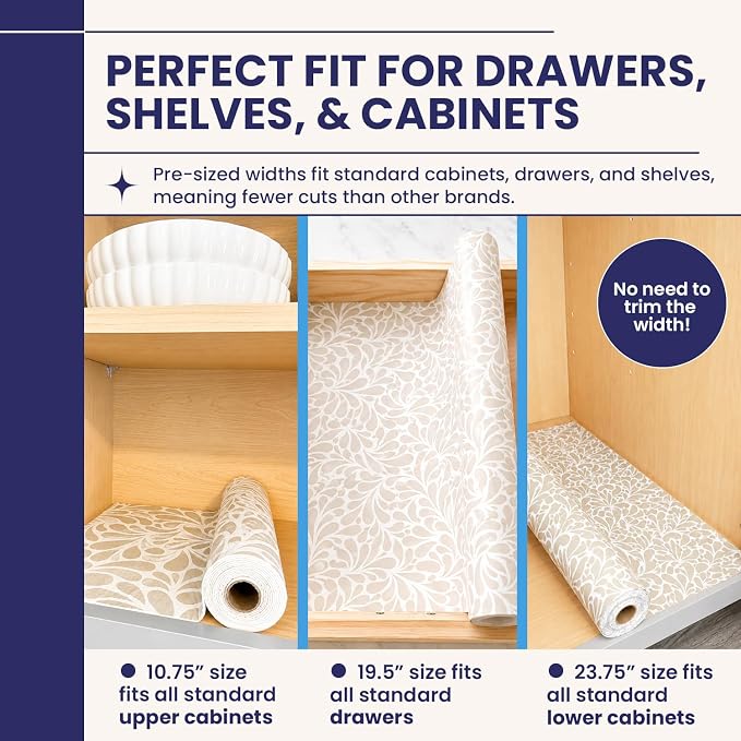 Adhesive Shelf Liner - Sandstone Petals, 10.75in x 6ft, 2-Pack - Image 2