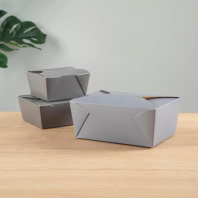 Restaurantware Bio Tek 98 Ounce Take Out Boxes 200 To Go Lunch Boxes - Tab-Lock Closure Heat-Tolerant Gray Paper Disposable Lunch Boxes Greaseproof For Hot And Cold Foods - Image 9