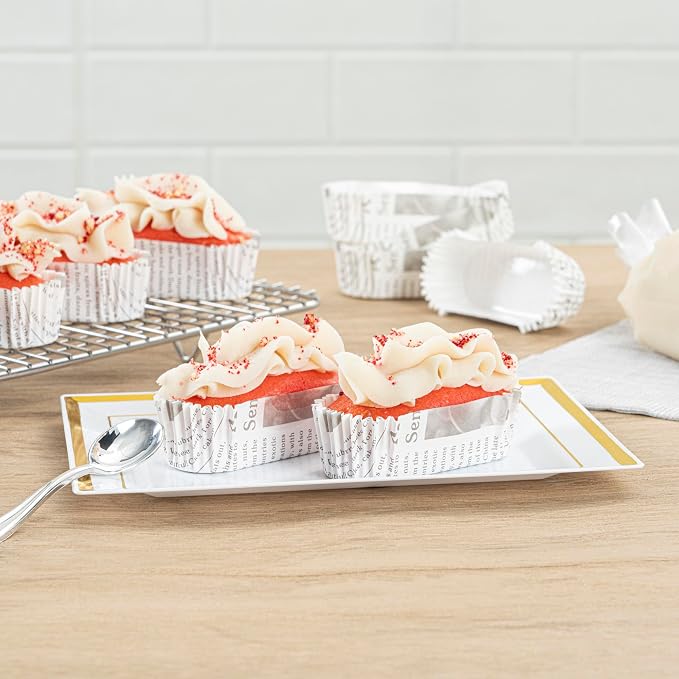 Restaurantware-Premium 3-inch Baking Cups: Regular-Ridged Elliptical Paper Baking Cups Perfect for Muffins, Cupcakes or Mini Snacks - Black & White Press Print Design - Disposable - 200-CT - Image 6