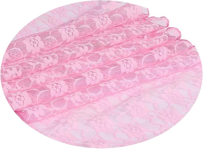 VDS Pack of 12 Floral Lace Table Runners Centerpiece Cloth Linen for Wedding Bithday Graduation Engagement Ceremony Events Party Banquets Table Decoration (12x108 inch) (Pink) - Image 3