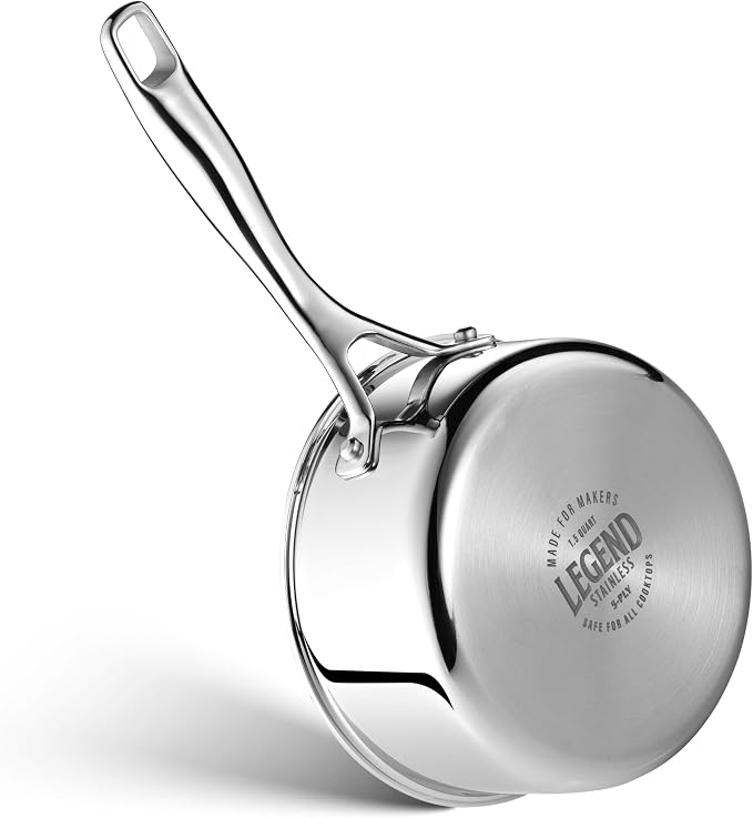 LEGEND COOKWARE 5-Ply Stainless Steel 1.5-Quart Sauce Pan with Lid - Induction Compatible, Oven Safe 800°F - Non-Toxic, No Coatings - Even Heating, Won't Warp - Built to Last Generations - Image 7