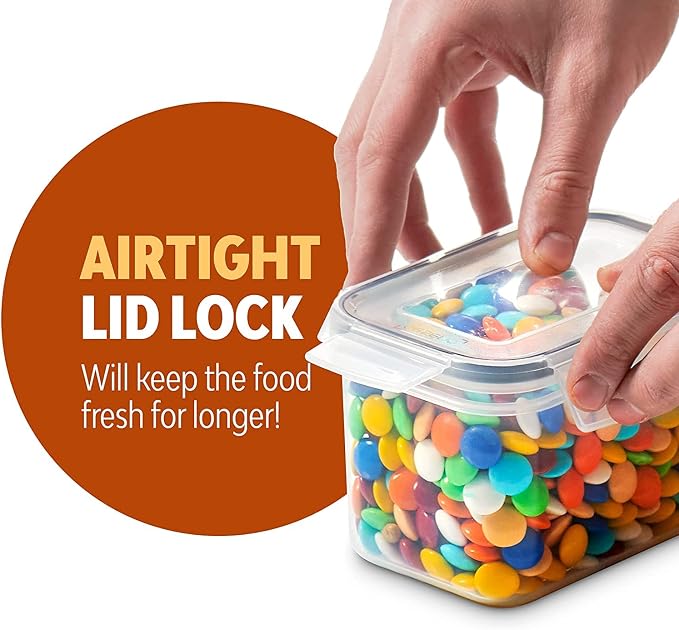 24 Pack Airtight Food Storage Container Set - BPA Free Clear Plastic Kitchen and Pantry Organization Canisters with Durable Lids for Cereal, Dry Food Flour & Sugar - Labels, Marker & Spoon Set - Image 5