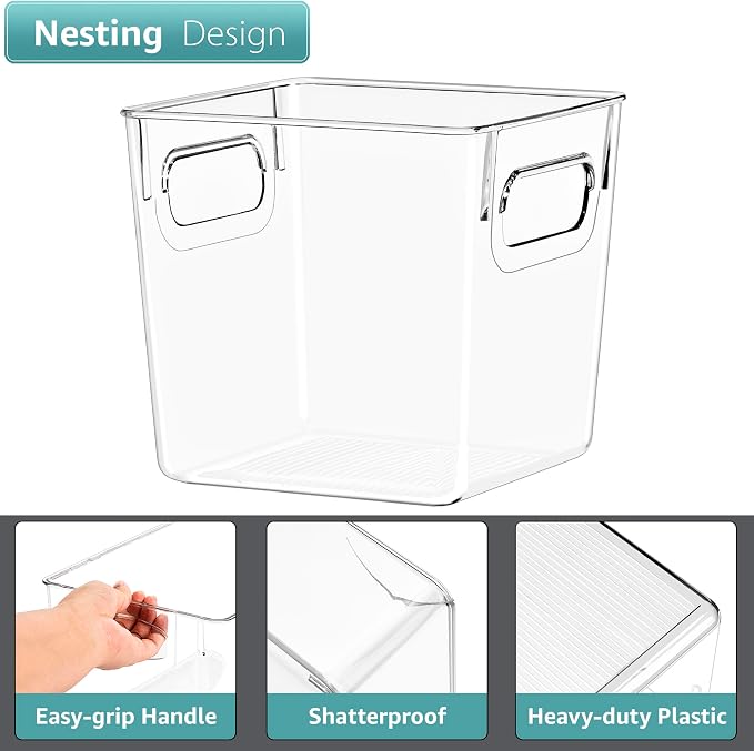 Sorbus Fridge Organizers and Storage, Clear Plastic Bins (Small, 4 Pack) | Handled containers keep crafts, clothing and household supplies sorted across pantries, cabinets, refrigerators and closets. - Image 4