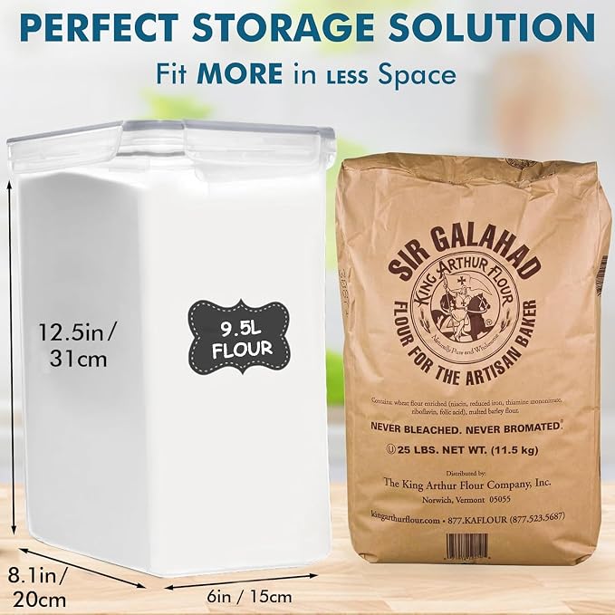 Shazo 2 PC (9.5L | 321 Oz) Extra Large Bulk Food Storage Containers with Airtight Lids for Flour, Sugar, Rice, Cereal & Pasta - Leakproof, BPA-Free Plastic Canisters for Kitchen & Pantry Organization - Image 3