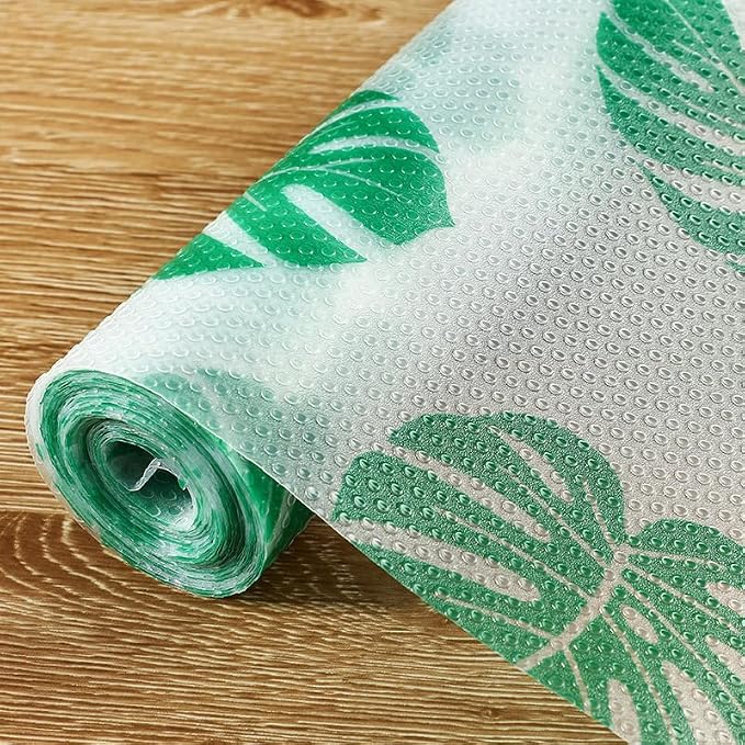 Monstera Shelf Liner for Drawers and Cabinets - Non Adhesive Waterproof Washable Cabinet Liner, Decorative Tropical Leaves Contact Paper for Kitchen Shelves, Pantry, Closet, Fridge by Jacriah