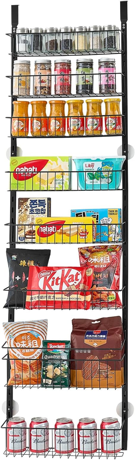 VEVOR Over the Door Pantry Organizer, 9-Tier Pantry Organization and Storage, Heavy-Duty Steel Hanging Spice Rack, Adjustable Wall Seasoning Shelves, for Home Kitchen Laundry Room Bathroom, Black - Image 9