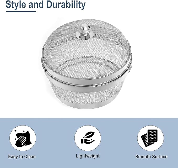 Stainless Steel Fruit Basket with Mesh Lid, Kitchen Countertop Organizer for Fruits & Vegetables, Rust-Proof Breathable Storage Bowl for Produce, Bread & Snacks. (Large Size) - Image 6