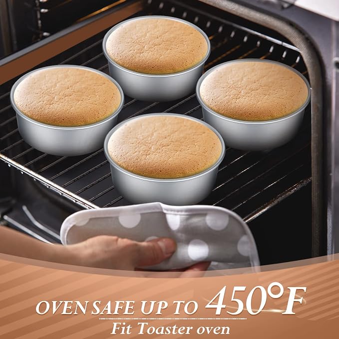 Gerrii 27 Pcs 4 Inch Round Cake Pans Nonstick Aluminum Round Baking | Molds for Cheesecake Quiche Pizza, Leakproof Design, Easy Release Coating, Individual Servings for Party Baking Supplies - Image 4
