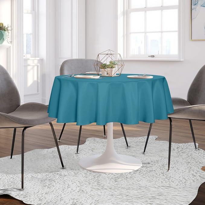 sancua Round Tablecloth 70 Inch Fits 20-58 Inch Tables, Teal - Image 3