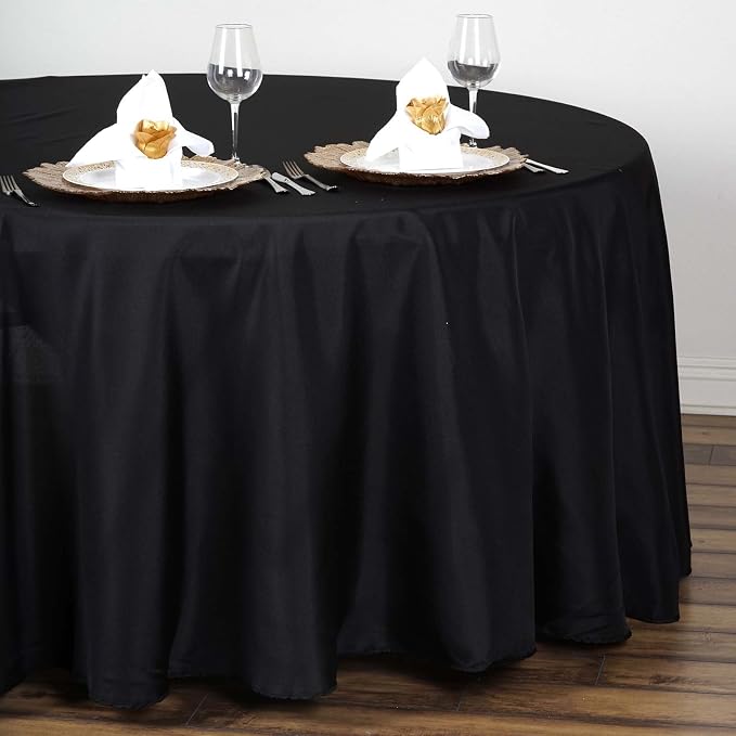 Balsa Circle 6 pcs 108 inch Black Round Polyester Tablecloths Fabric Table Cover Linens for Wedding Party Banquet Reception Events Kitchen Dining - Image 5