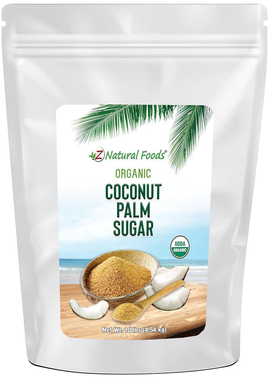 Z Natural Foods Organic Coconut Sugar - Nutrient-Dense, Flavorful & Unrefined Brown Coconut Sugar - Perfect for Tea, Coffee, Oatmeal, Deserts & Baking, Non-GMO, Vegan, Gluten-Free, 10 lbs