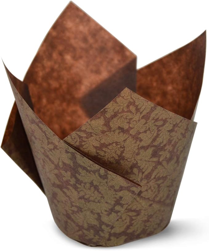 Brown Gold Leafs Medium Size Tulip Baking Cups Cupcake Liners Muffin Liners Greaseproof Paper 1000 by SimpleGood