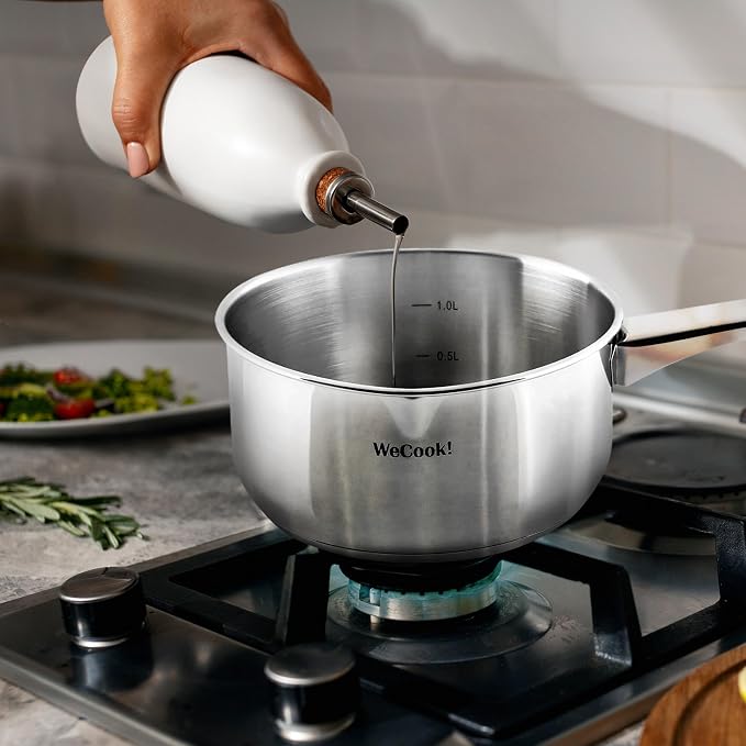 Wecook! Saucepan 18 cm, small saucepan, induction 2.1 litres, stainless steel, stackable, for small portions, single household - Image 7