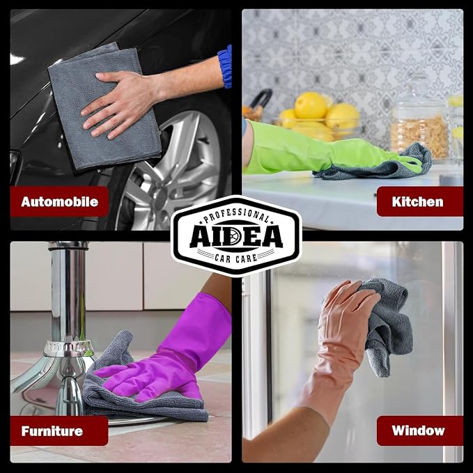 AIDEA Microfiber Cleaning Cloth Grey 20PK, Microfiber Towels 12"×12" - Image 5