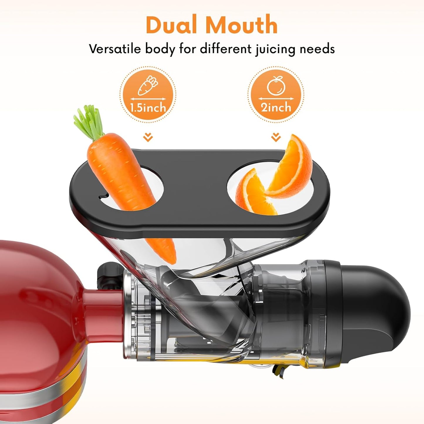 Masticating Juicer Attachment for KitchenAid Stand Mixer, Cold Pressed Juicer Machine, Slow Masticating Juicer Attachment with Dual Feed Chute and Pusher by FGREEBLE