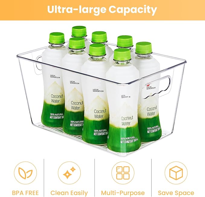 YIHONG Clear Pantry Storage Organizer Bins, 10 Pack Plastic Food Storage Bins with Handle for Kitchen,Refrigerator, Freezer,Cabinet Organization and Storage | Plastic Bins, Pantry Storage Containers for Kitchen, Freezer, Cabinet, Closet, Bathroom, Unde... - Image 6