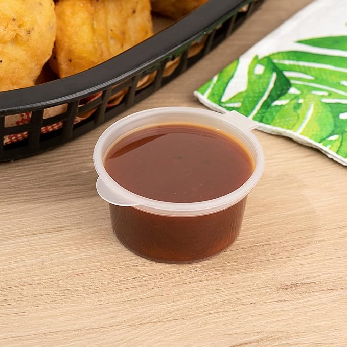 Restaurantware Clear Plastic Sauce Cups With Hinged Lids 2000 Count 1.5 Ounce Disposable Dipping Containers, Spill-Proof Storage Cups, Freezer-Safe Portion Bowls, Clear - Image 4